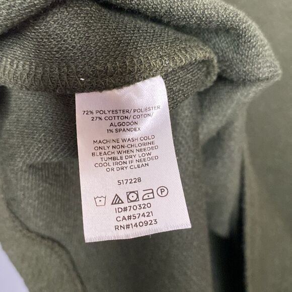 Loft Dark Green Crew Puff Sleeve Texture Short Sleeved Shirt Top Size Medium - Picture 5 of 9